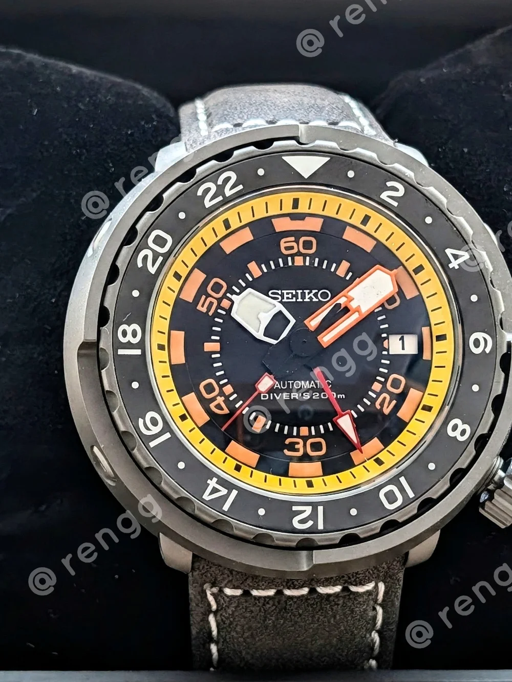 47mm Titanium GMT Tuna Canned Seiko Automatic Diver Mod Watch Black Yellow